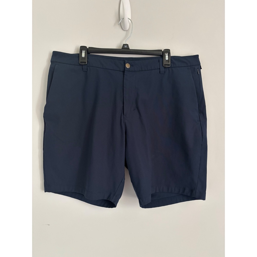 Lululemon Commission Shorts Warpstreme Navy Blue Mens 38 Golf Casual 9 Inch
